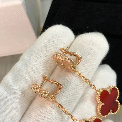 [CharmAmor]CLOVER 2 MOTIF  LASER CARNELIAN EARRINGS