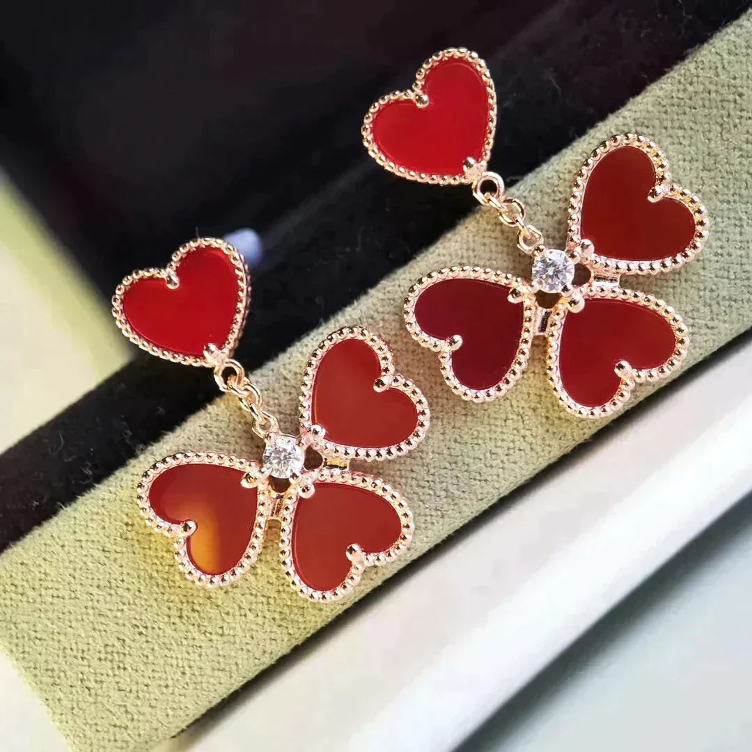 [CharmAmor]SWEET CLOVER CARNELIAN EARRINGS