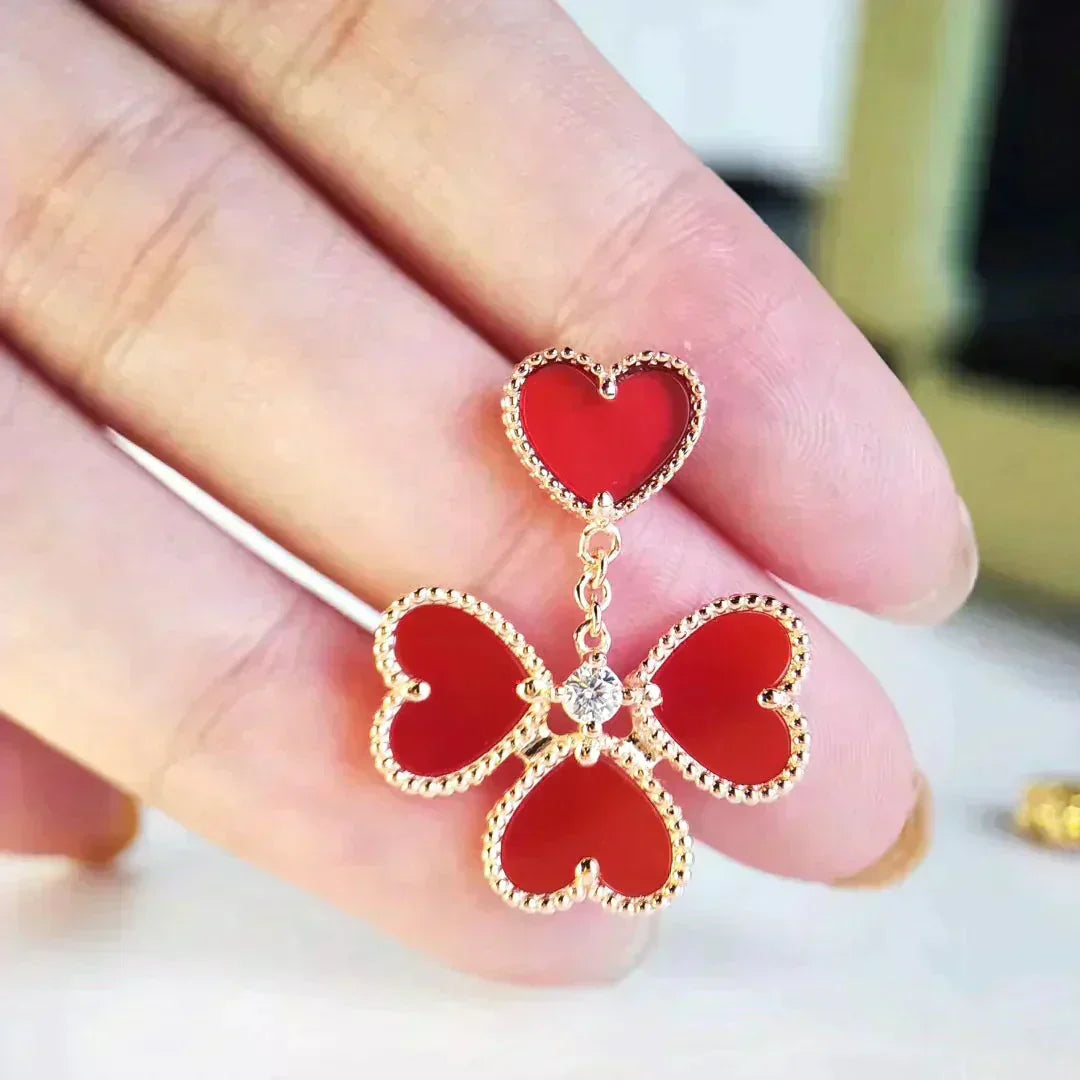 [CharmAmor]SWEET CLOVER CARNELIAN EARRINGS