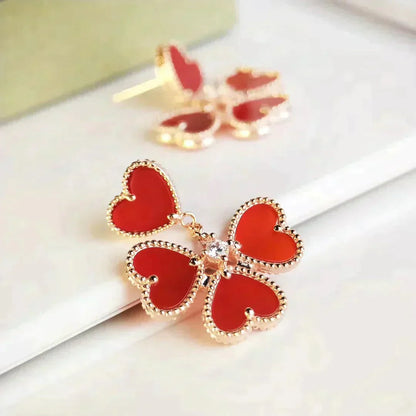 [CharmAmor]SWEET CLOVER CARNELIAN EARRINGS