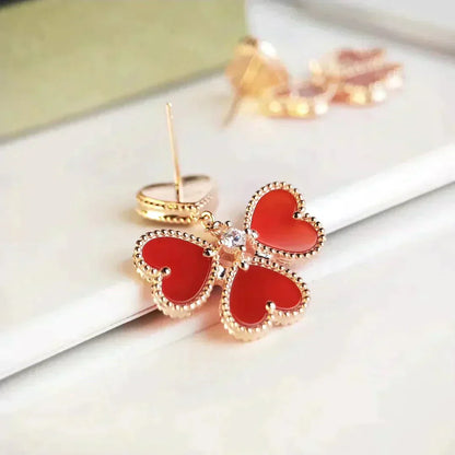 [CharmAmor]SWEET CLOVER CARNELIAN EARRINGS