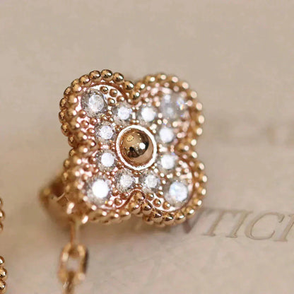 [CharmAmor]CLOVER MEDIUM 1 MOTIFS FUll DIAMOND EARRINGS