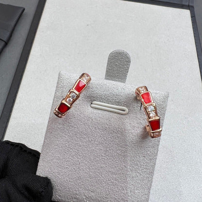 [CharmAmor]SERPENTI CARNELIAN PINK GOLD EARRINGS