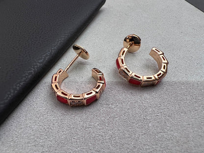 [CharmAmor]SERPENTI CARNELIAN PINK GOLD EARRINGS