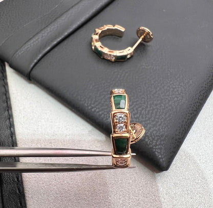 [CharmAmor]SERPENTI MALACHITE PINK GOLD EARRINGS