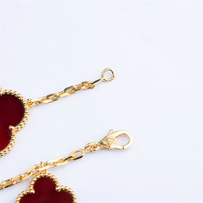 [CharmAmor]CLOVER BRACELET 5 MOTIFS CARNELIAN TIGER EYE