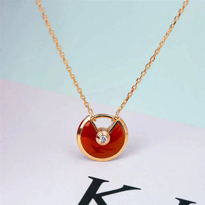 [CharmAmor]AMULETTE GOLD CARNELIAN ONYX NECKLACE