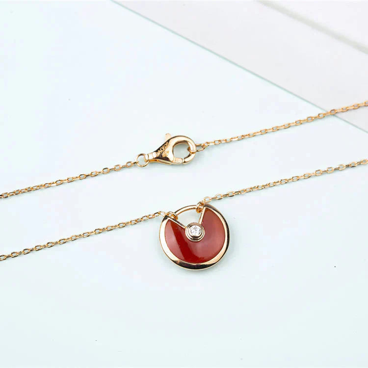 [CharmAmor]AMULETTE GOLD CARNELIAN ONYX NECKLACE