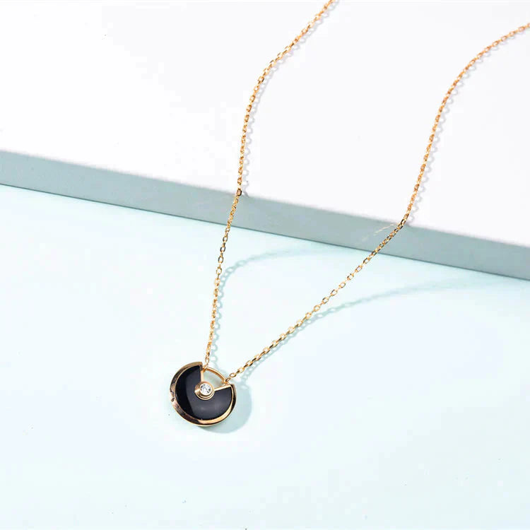 [CharmAmor]AMULETTE GOLD CARNELIAN ONYX NECKLACE