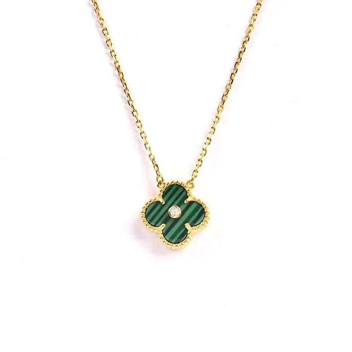 [CharmAmor]CLOVER 15MM DIAMOND TURQUOISE NECKLACE
