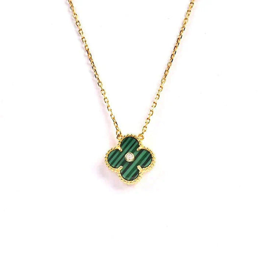 [CharmAmor]CLOVER 15MM DIAMOND TURQUOISE NECKLACE