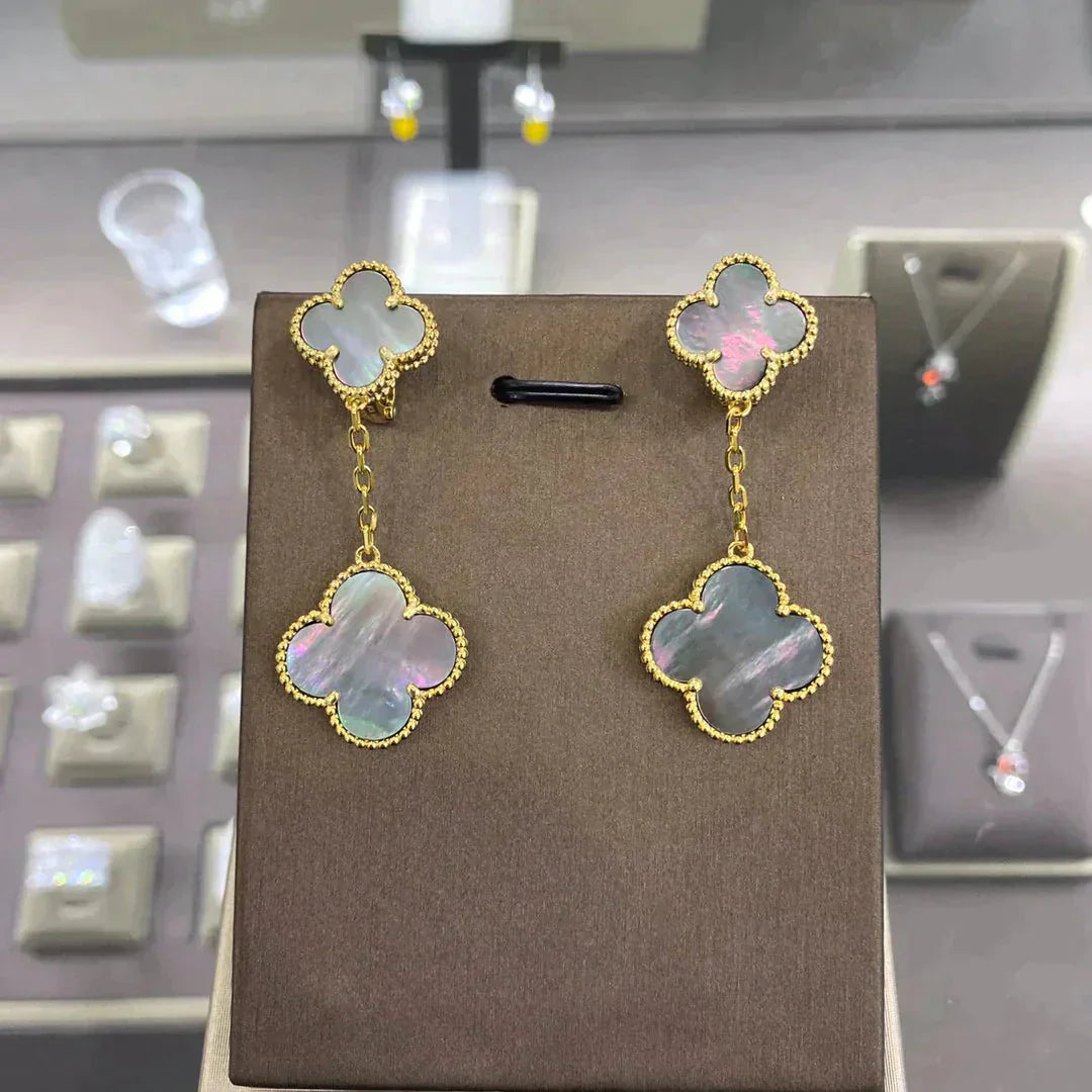 [CharmAmor]CLOVER 2 MOTIFS  EARRINGS (MULTIPLE CHOICESC