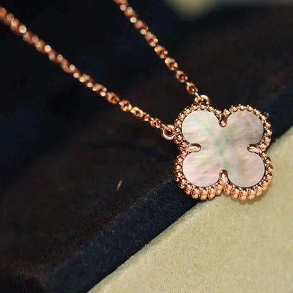 [CharmAmor]CLOVER 15MM  GRAY MOTHER OF PEARL NECKLACE