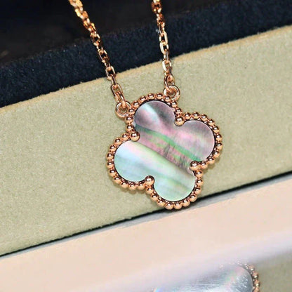 [CharmAmor]CLOVER 15MM  GRAY MOTHER OF PEARL NECKLACE