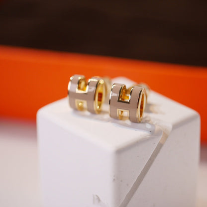 [CharmAmor]MINI POP H GOLD EARRINGS GREY