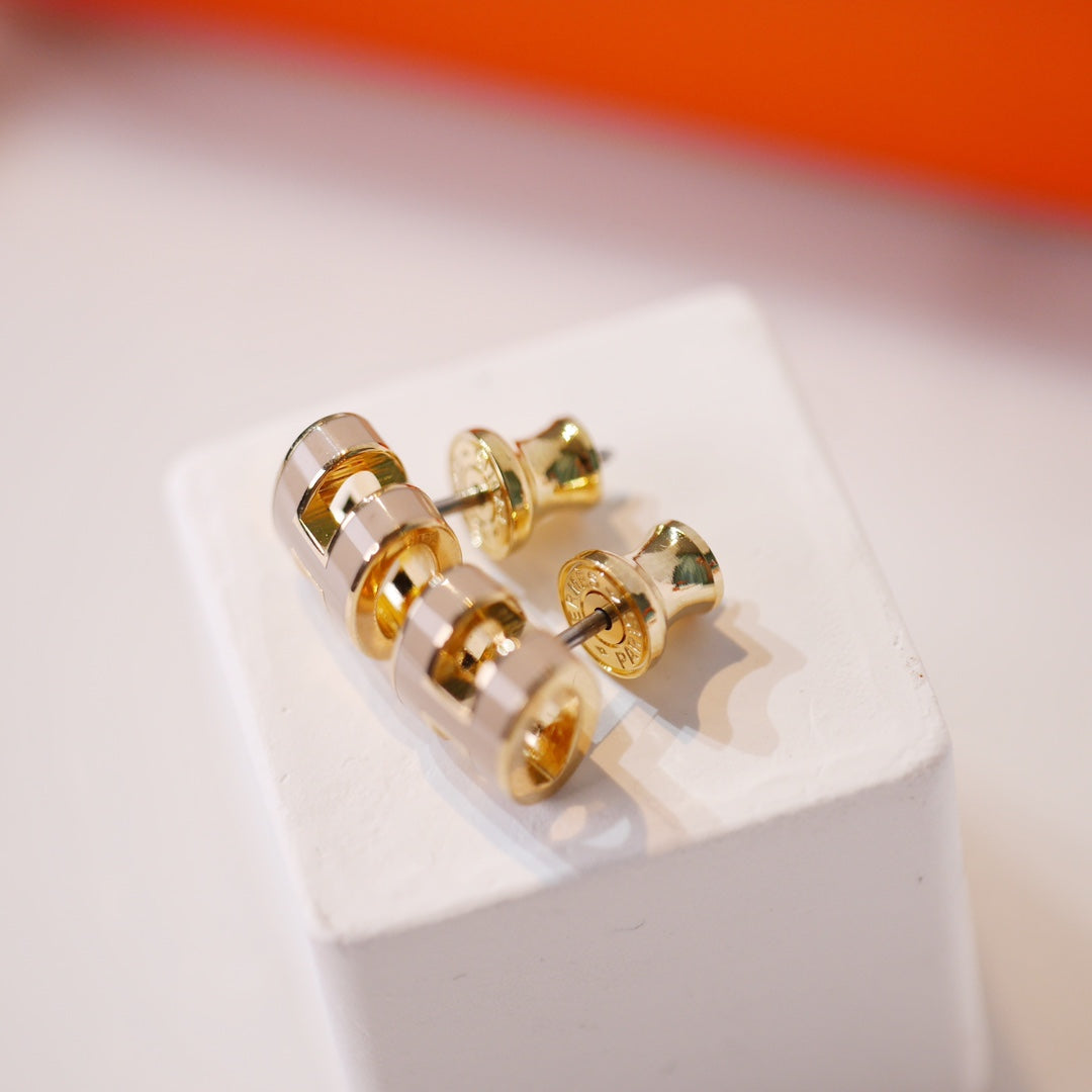 [CharmAmor]MINI POP H GOLD EARRINGS GREY