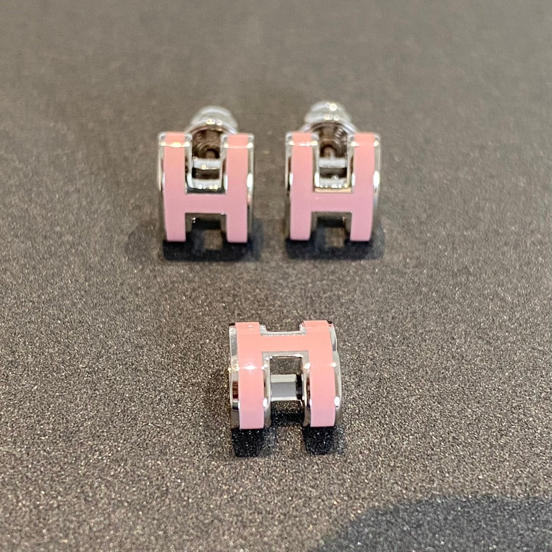 [CharmAmor]MINI POP H SILVER EARRINGS PINK