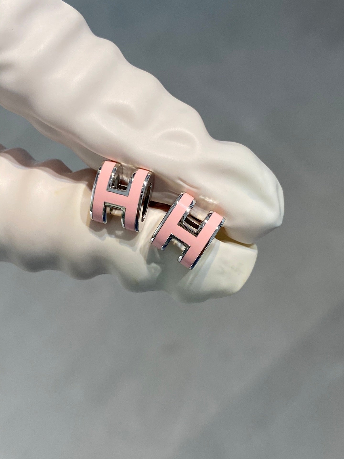 [CharmAmor]MINI POP H SILVER EARRINGS PINK