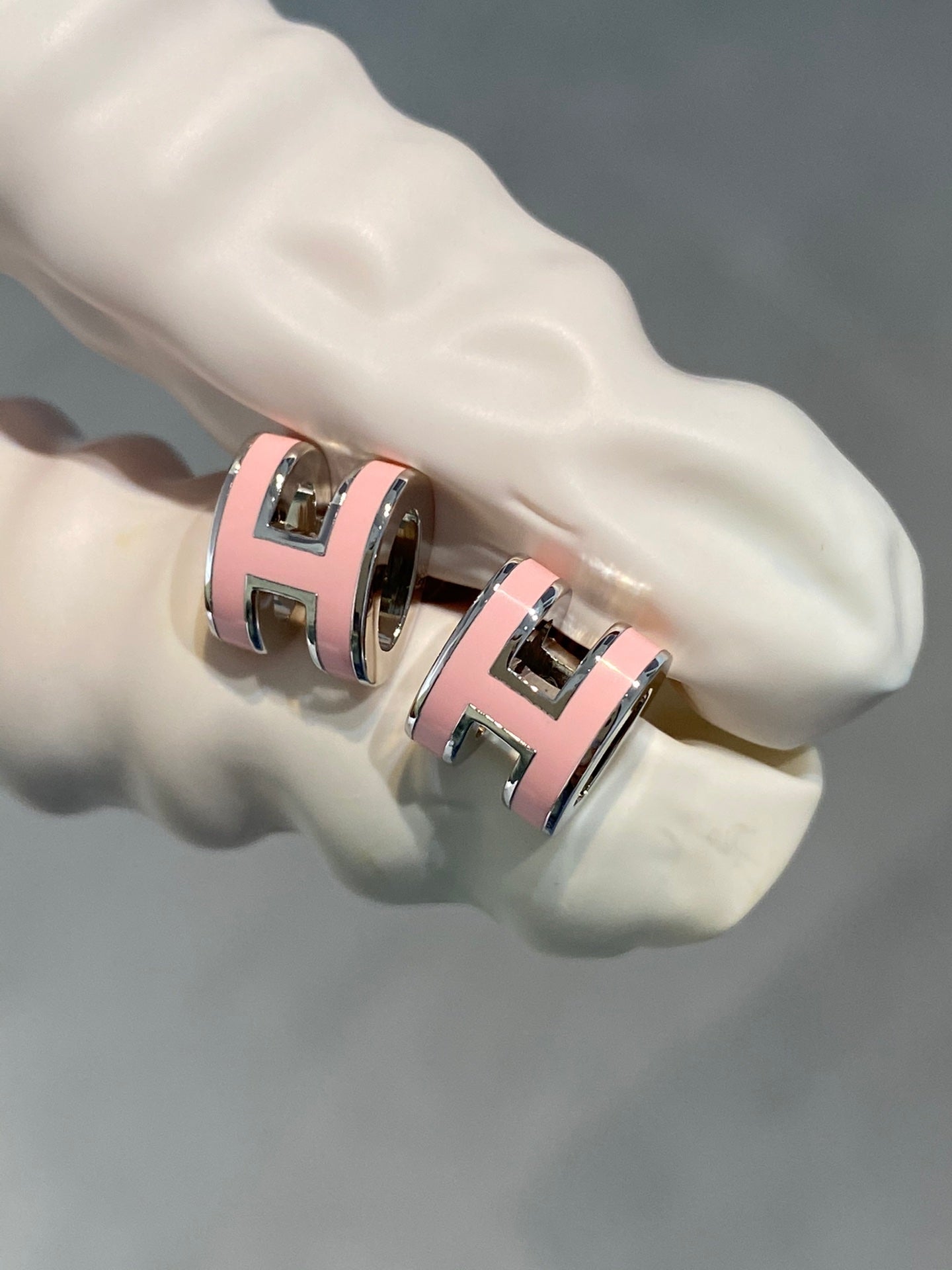 [CharmAmor]MINI POP H SILVER EARRINGS PINK
