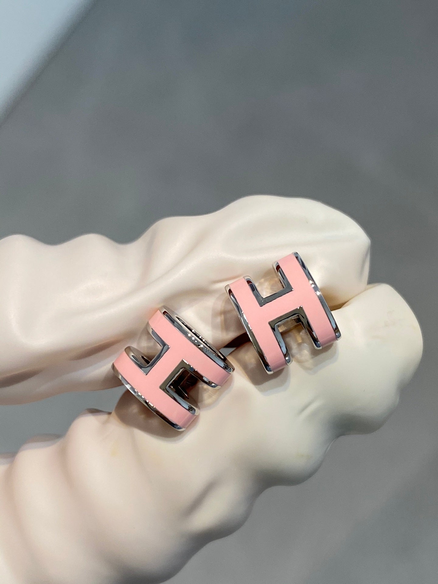[CharmAmor]MINI POP H SILVER EARRINGS PINK