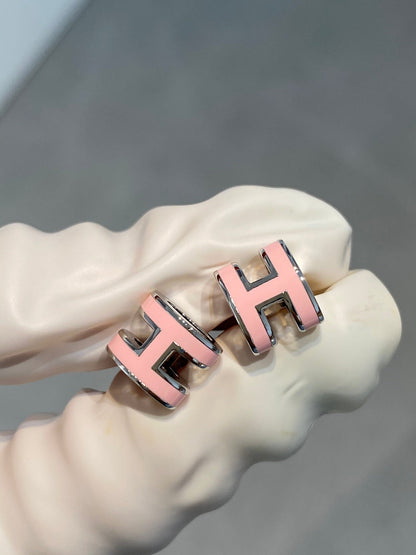 [CharmAmor]MINI POP H SILVER EARRINGS PINK