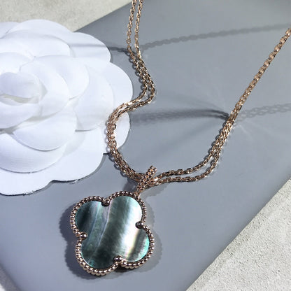 [CharmAmor]CLOVER 25MM GOLD DARK MOP BIG CLOVER NECKLACE