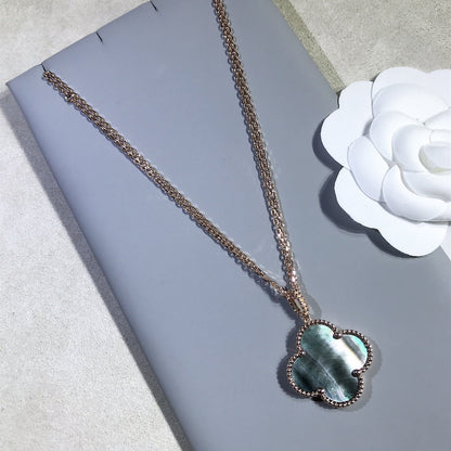 [CharmAmor]CLOVER 25MM GOLD DARK MOP BIG CLOVER NECKLACE