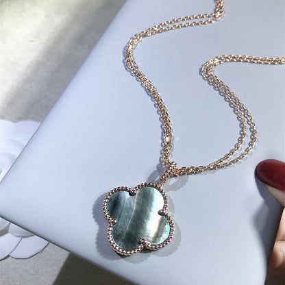 [CharmAmor]CLOVER 25MM GOLD DARK MOP BIG CLOVER NECKLACE