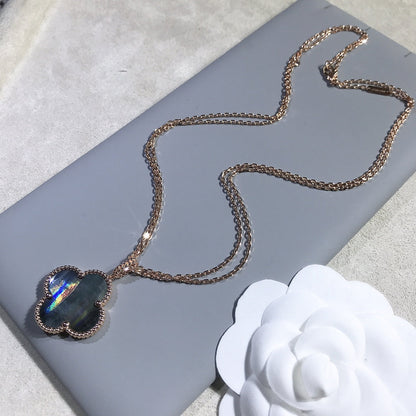 [CharmAmor]CLOVER 25MM GOLD DARK MOP BIG CLOVER NECKLACE