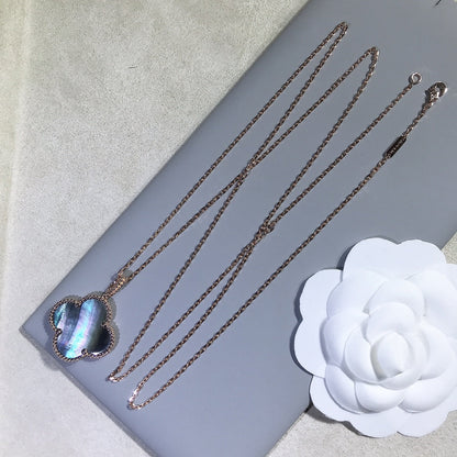 [CharmAmor]CLOVER 25MM GOLD DARK MOP BIG CLOVER NECKLACE