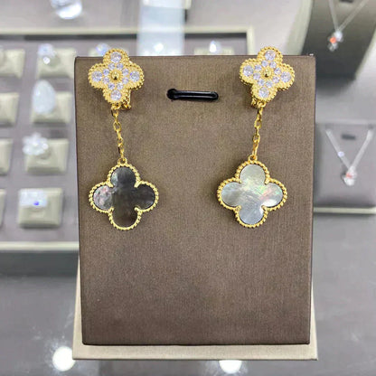 [CharmAmor]CLOVER  2 MOTIFS  DIAMOND  EARRINGS (MULTIPLE CHOICESç´