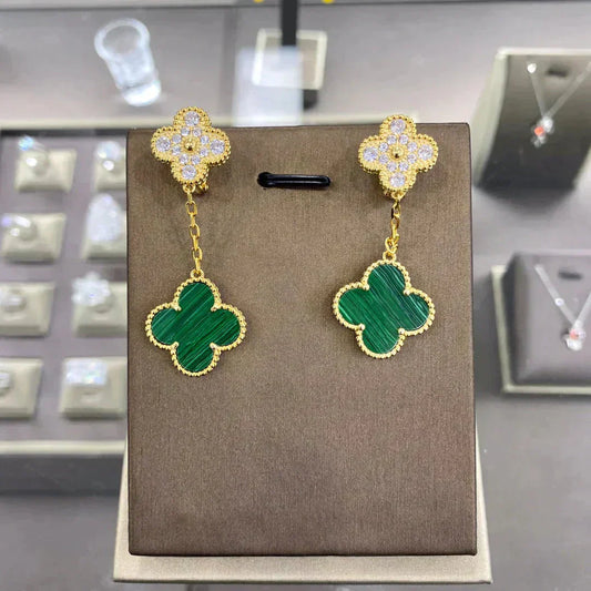 [CharmAmor]CLOVER  2 MOTIFS  DIAMOND  EARRINGS (MULTIPLE CHOICESç´