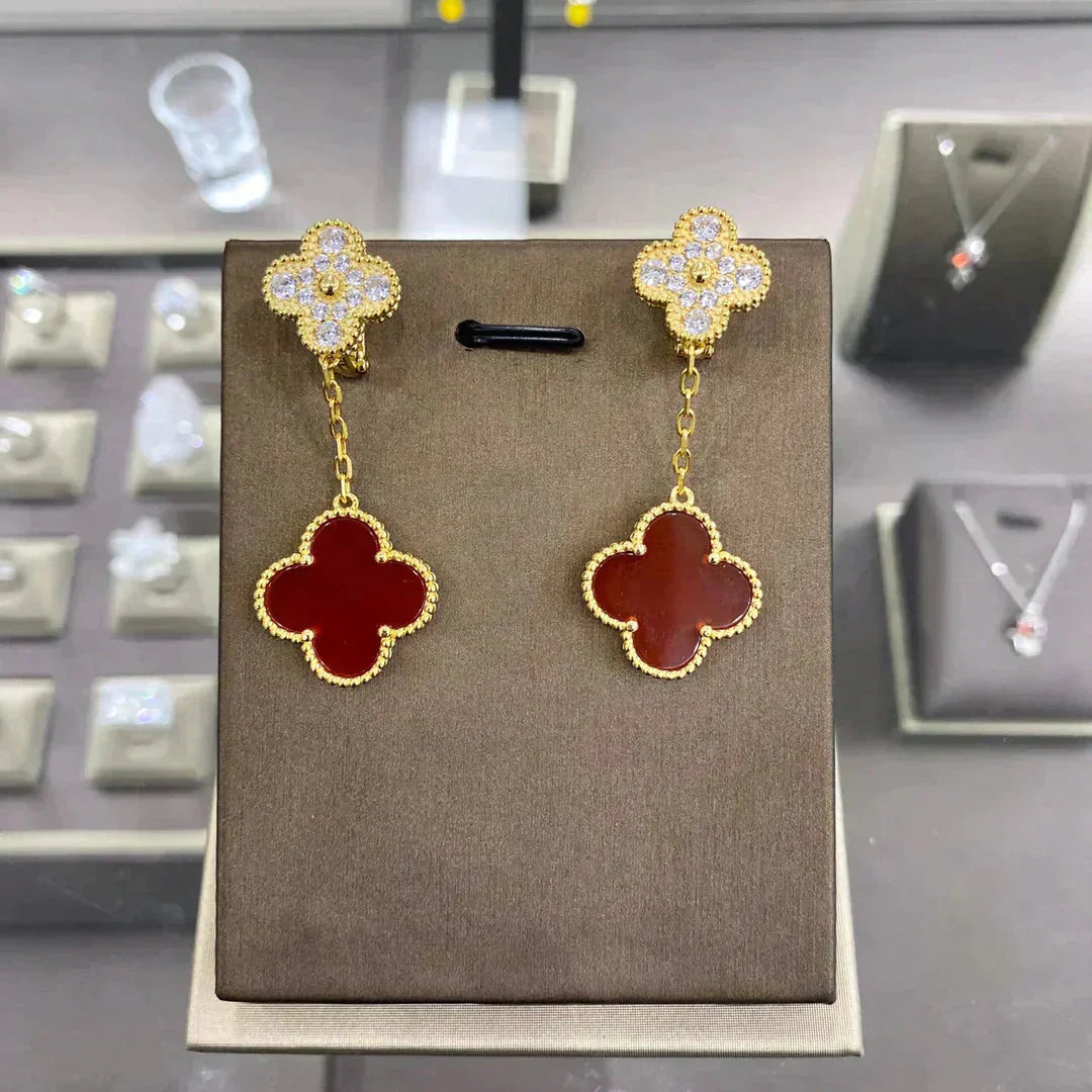 [CharmAmor]CLOVER  2 MOTIFS  DIAMOND  EARRINGS (MULTIPLE CHOICESç´