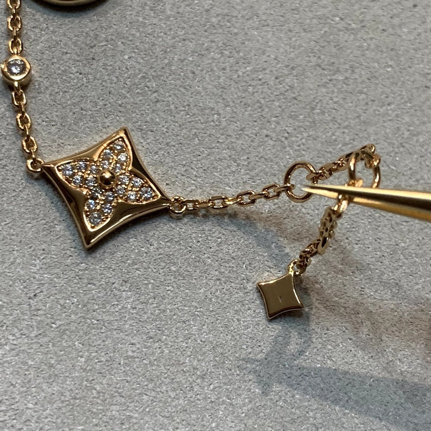 [CharmAmor]STAR AND SUN 4 MOTIFS GOLD DIAMONDS BRACELET