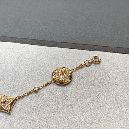 [CharmAmor]STAR AND SUN 4 MOTIFS GOLD DIAMONDS BRACELET