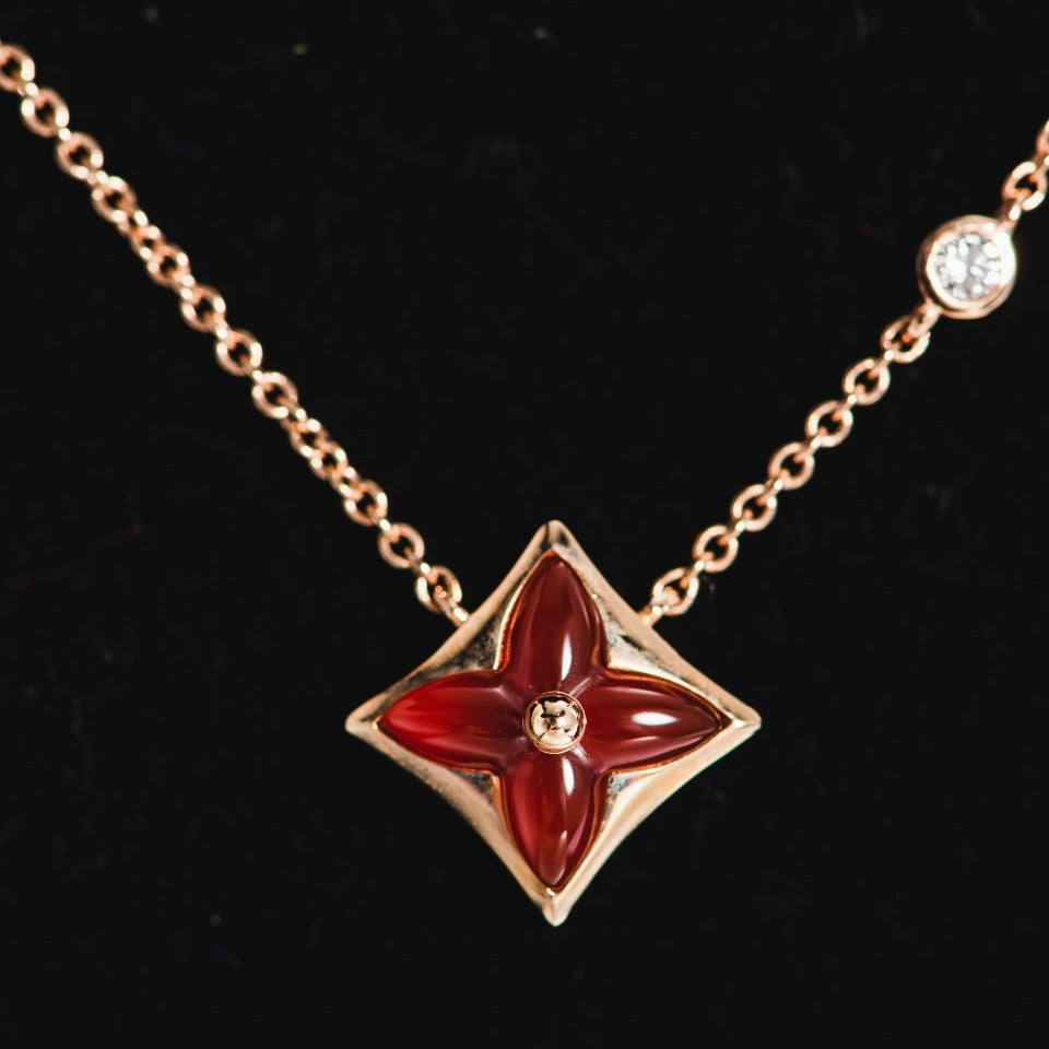 [CharmAmor]STAR NECKLACE PINK GOLD 1 DIAMOND