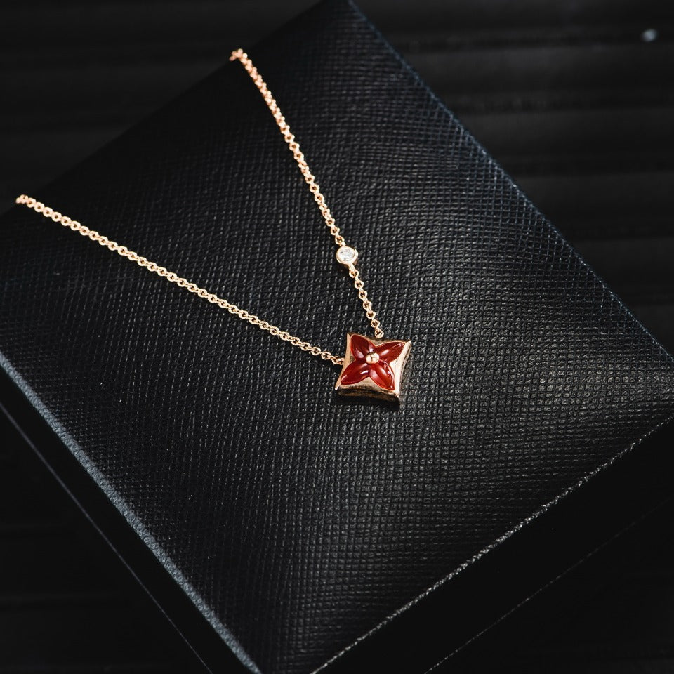 [CharmAmor]STAR NECKLACE PINK GOLD 1 DIAMOND