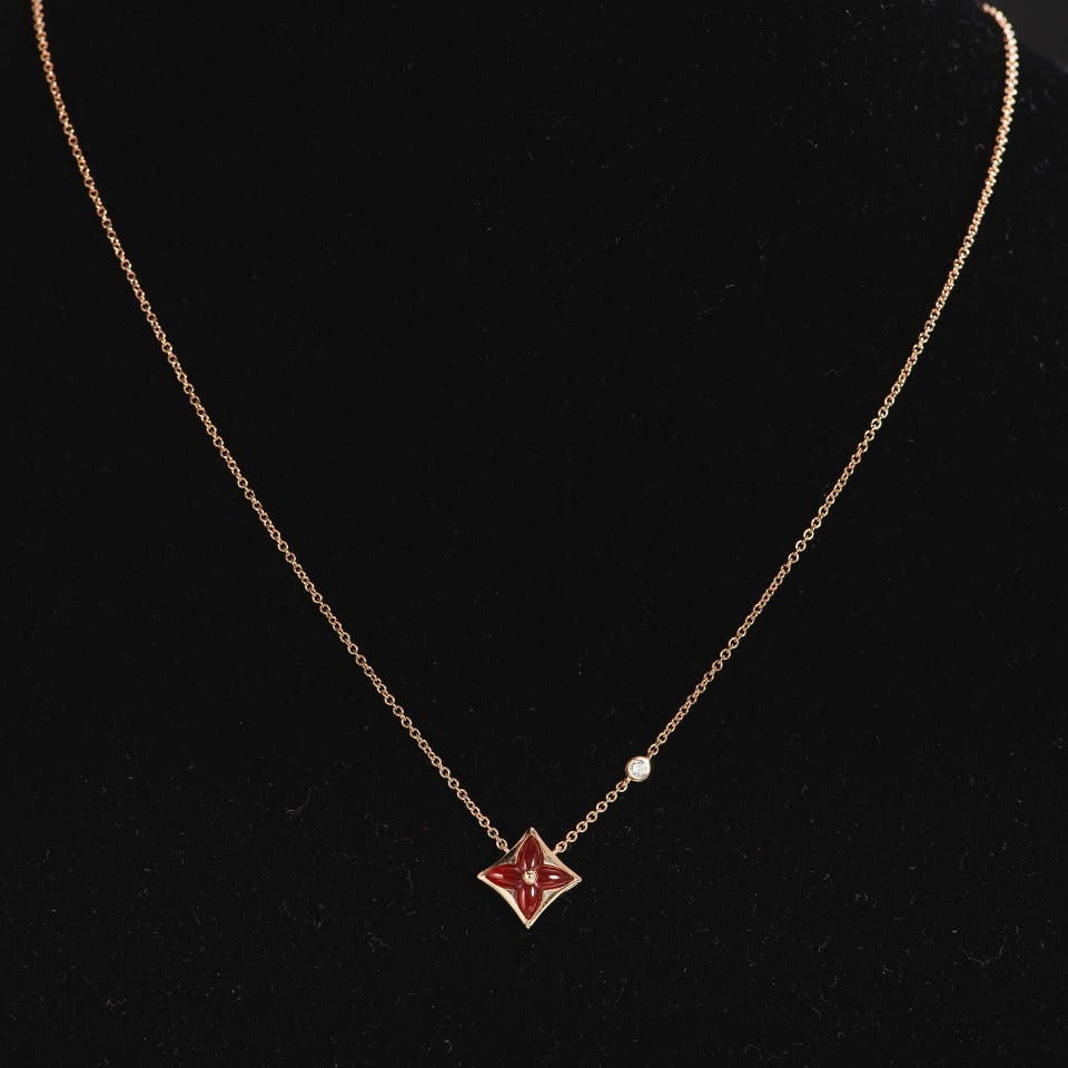 [CharmAmor]STAR NECKLACE PINK GOLD 1 DIAMOND