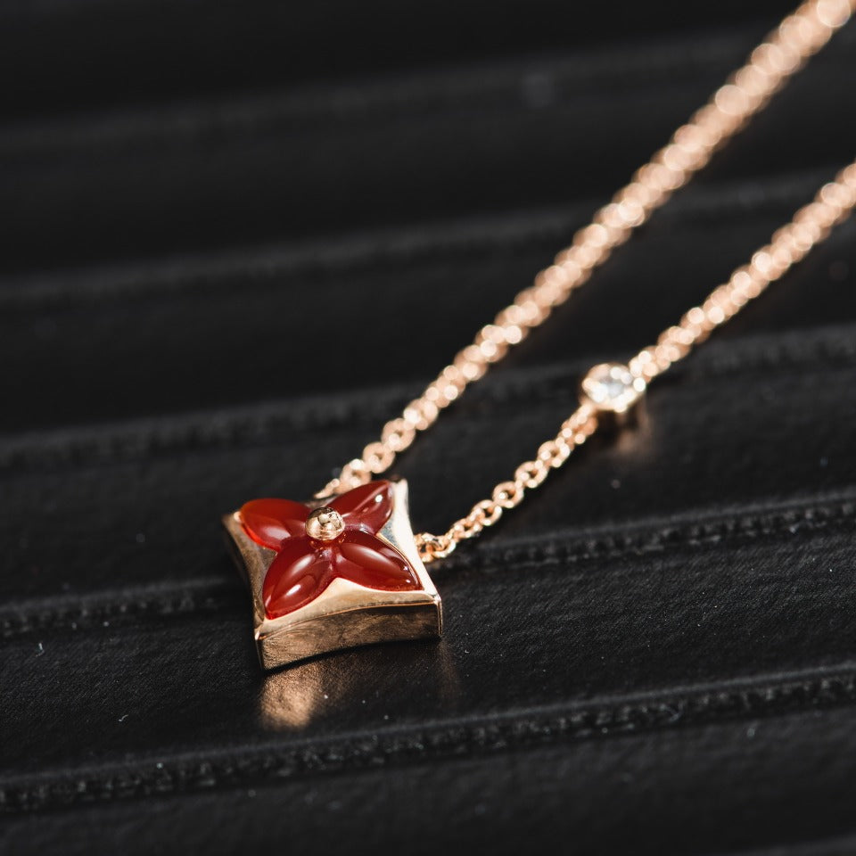 [CharmAmor]STAR NECKLACE PINK GOLD 1 DIAMOND