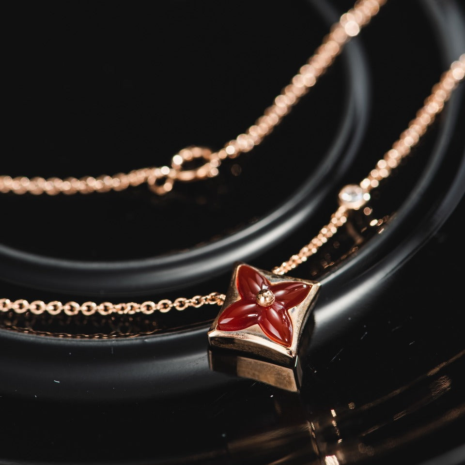 [CharmAmor]STAR NECKLACE PINK GOLD 1 DIAMOND