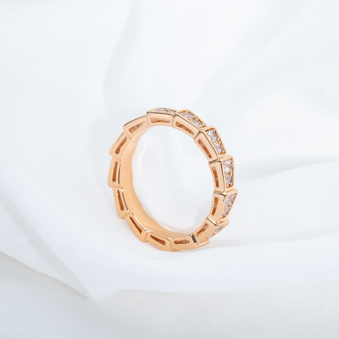 [CharmAmor]SERPENTI RING PINK GOLD DIAMOND PAVED 3MM