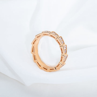 [CharmAmor]SERPENTI RING PINK GOLD DIAMOND PAVED 3MM