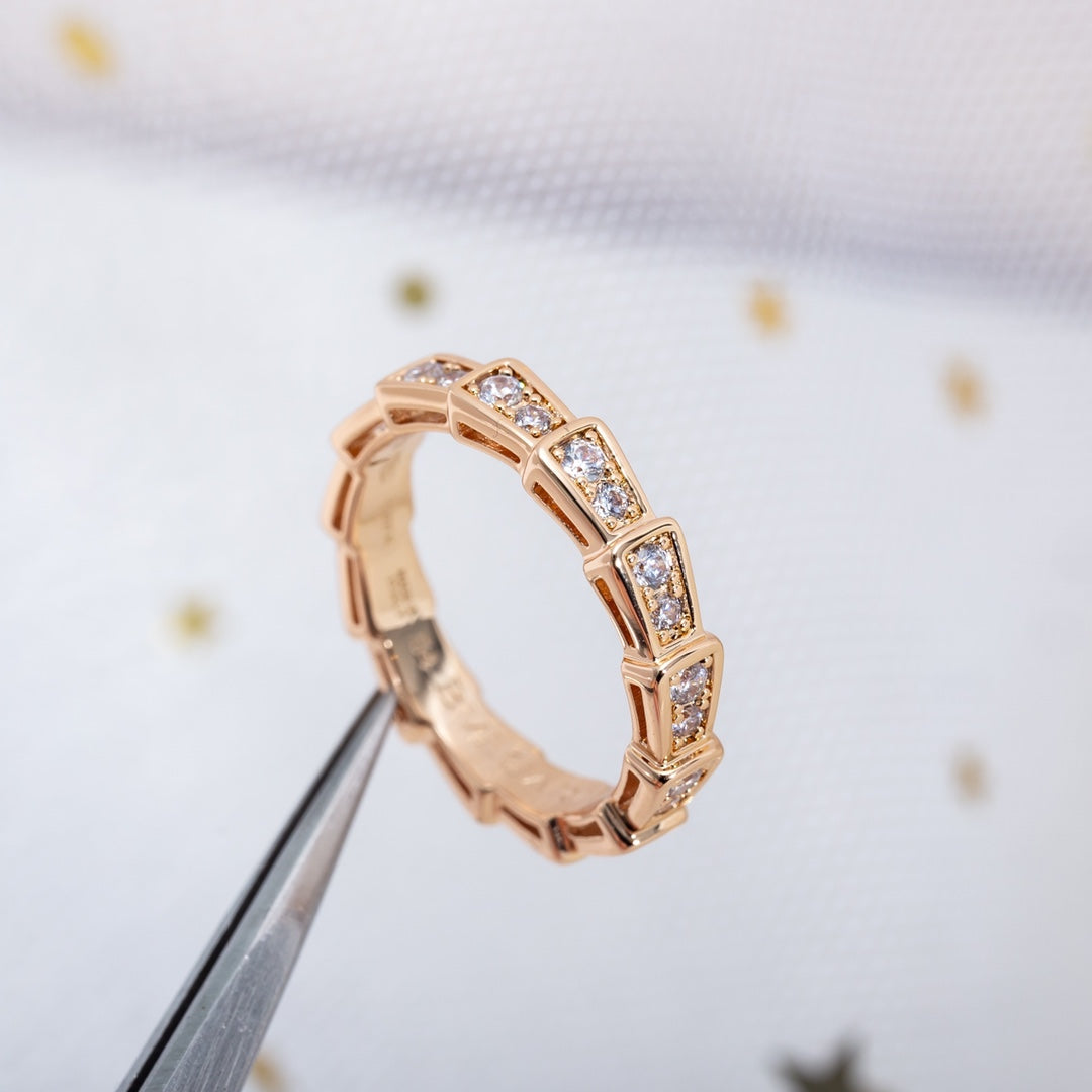 [CharmAmor]SERPENTI RING PINK GOLD DIAMOND PAVED 3MM