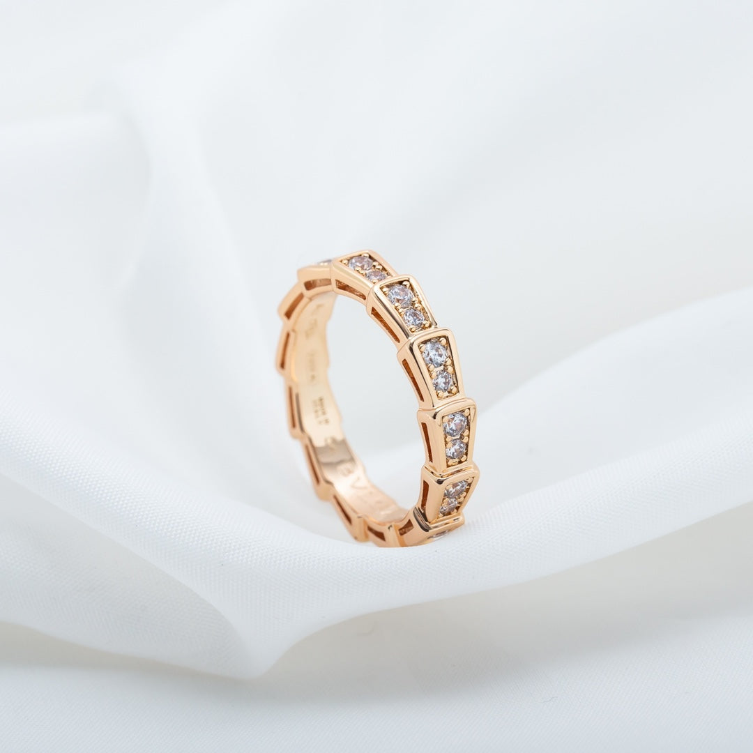 [CharmAmor]SERPENTI RING PINK GOLD DIAMOND PAVED 3MM
