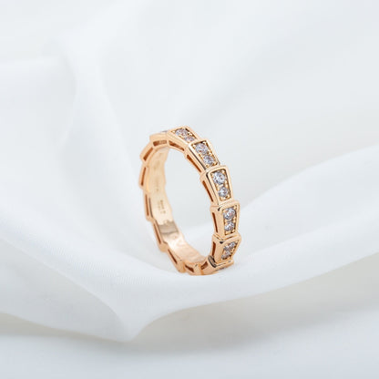 [CharmAmor]SERPENTI RING PINK GOLD DIAMOND PAVED 3MM