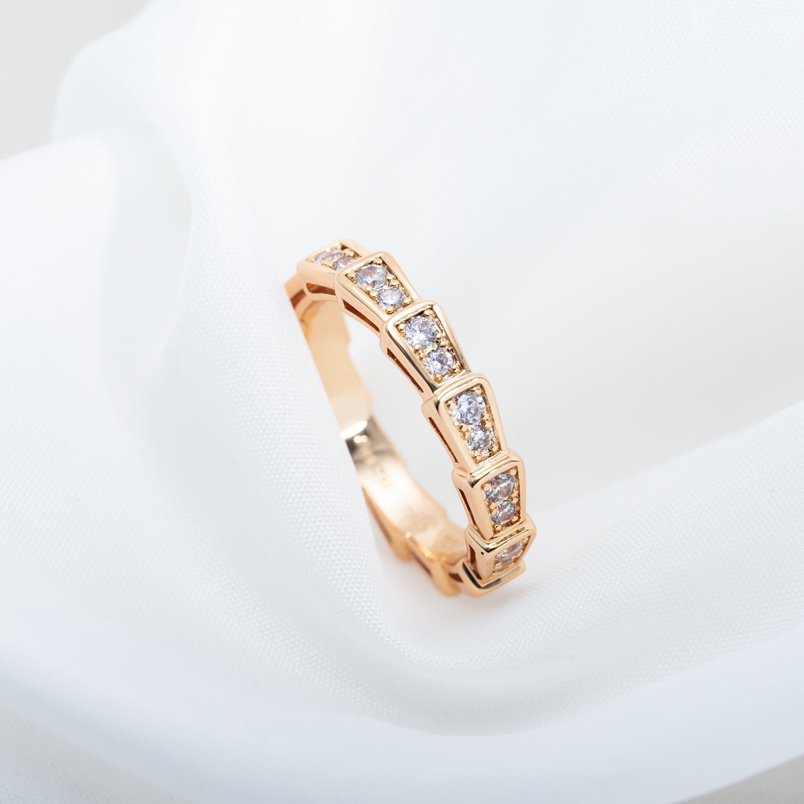 [CharmAmor]SERPENTI RING PINK GOLD DIAMOND PAVED 3MM