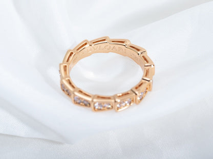 [CharmAmor]SERPENTI RING PINK GOLD DIAMOND PAVED 3MM