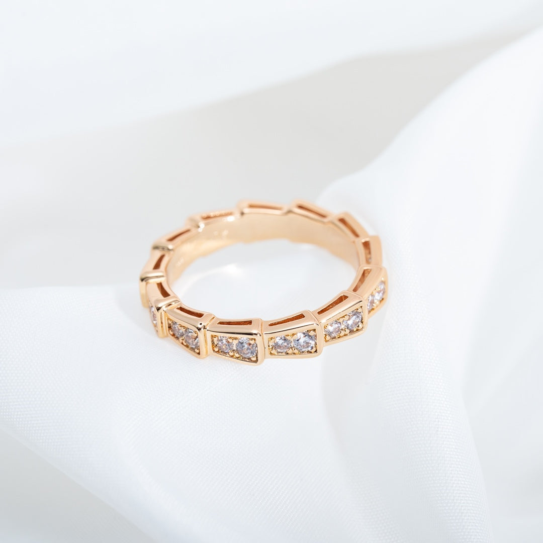 [CharmAmor]SERPENTI RING PINK GOLD DIAMOND PAVED 3MM
