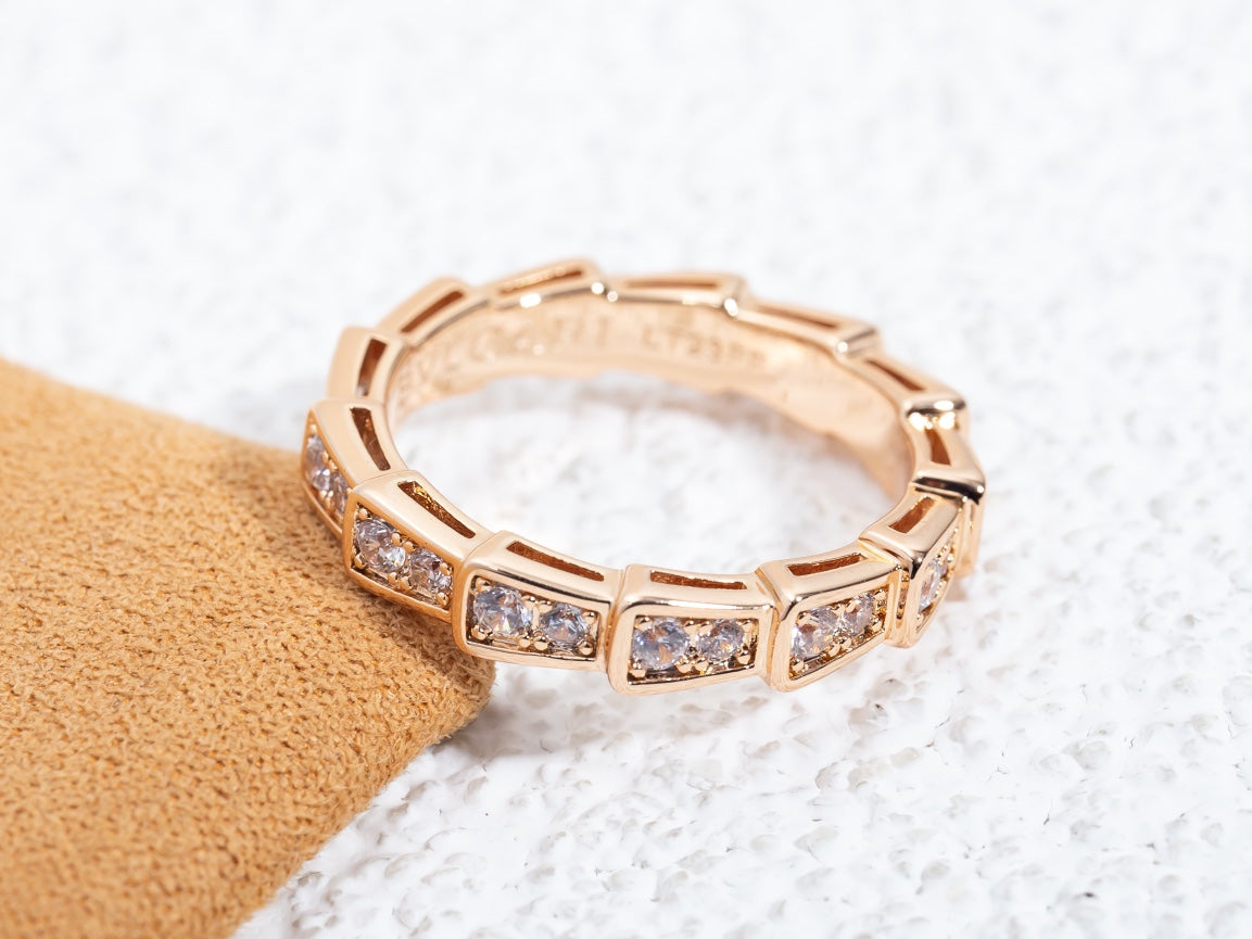 [CharmAmor]SERPENTI RING PINK GOLD DIAMOND PAVED 3MM