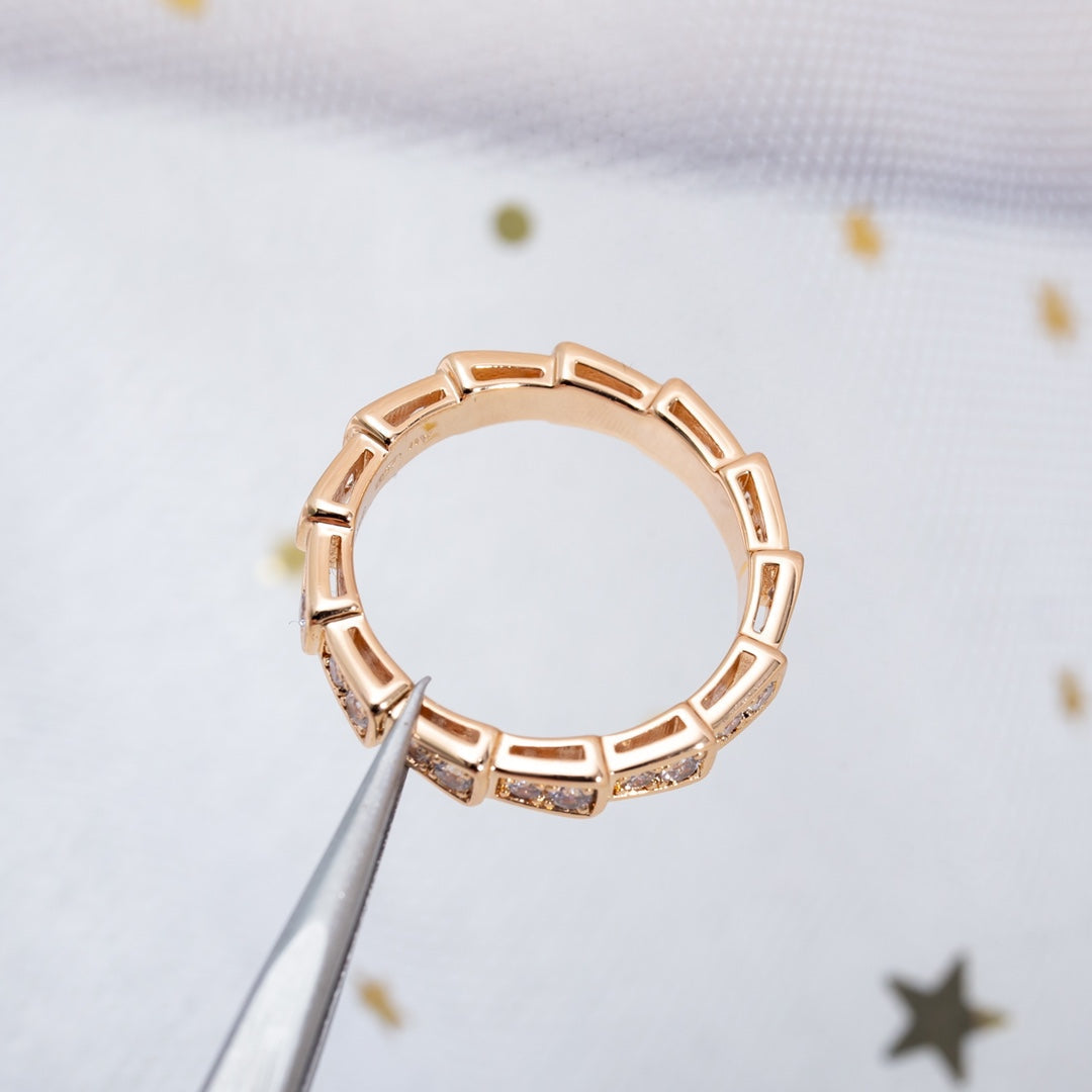 [CharmAmor]SERPENTI RING PINK GOLD DIAMOND PAVED 3MM